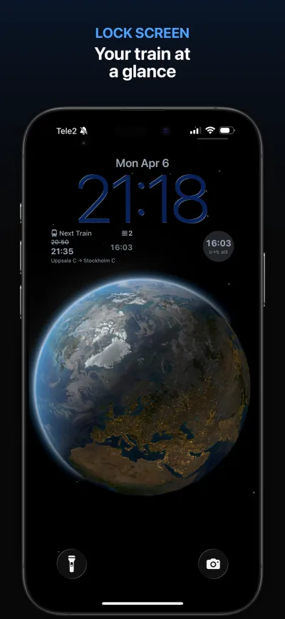 Lock Screen widget showing train departures