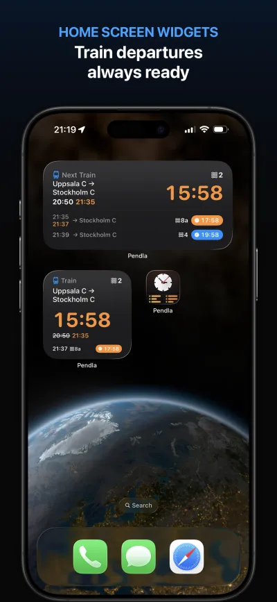 Home Screen widgets for train departures
